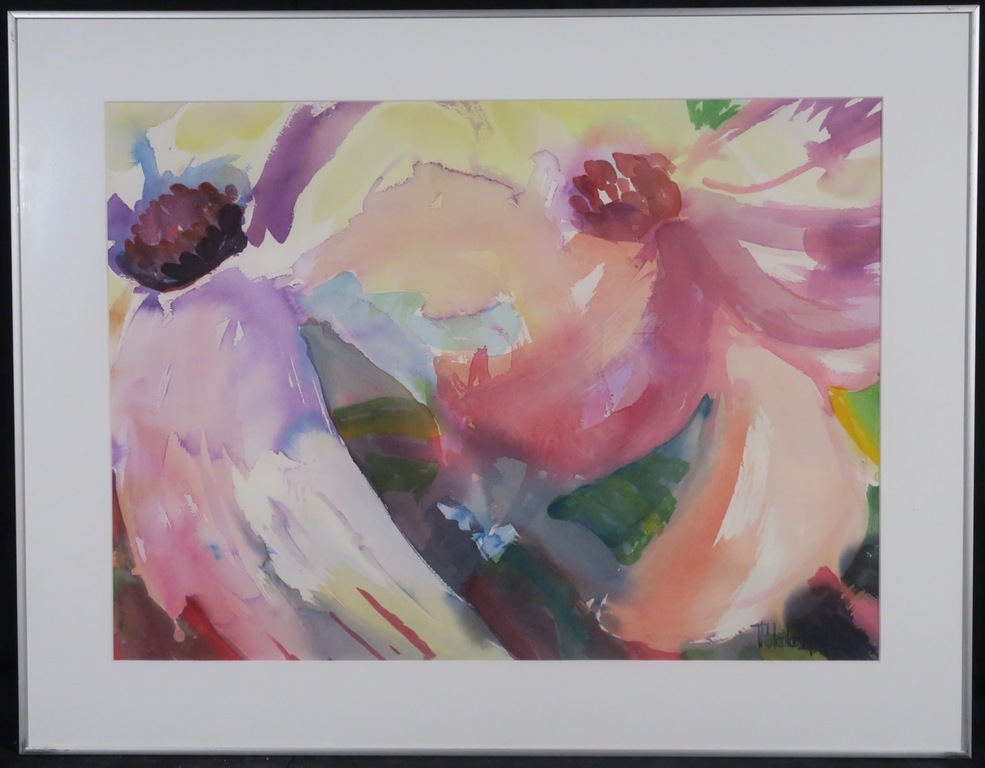 Theo Blankestijn: Aquarel, Bloem compositie - Ingelijst verkocht voor € 56!