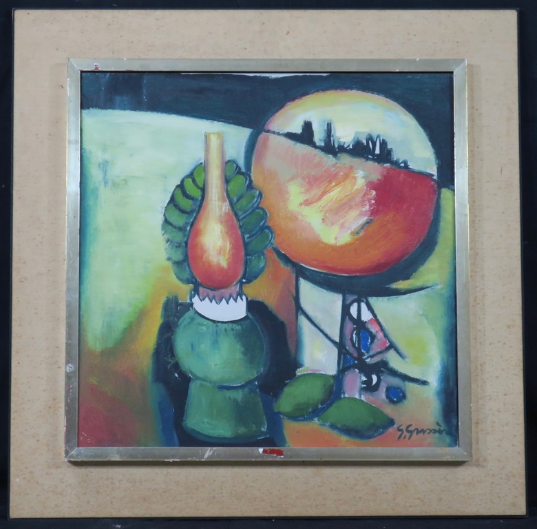 Gerard Grassere: Olieverf op doek, Stilleven met olielamp - Ingelijst kopen? Bied vanaf 650!