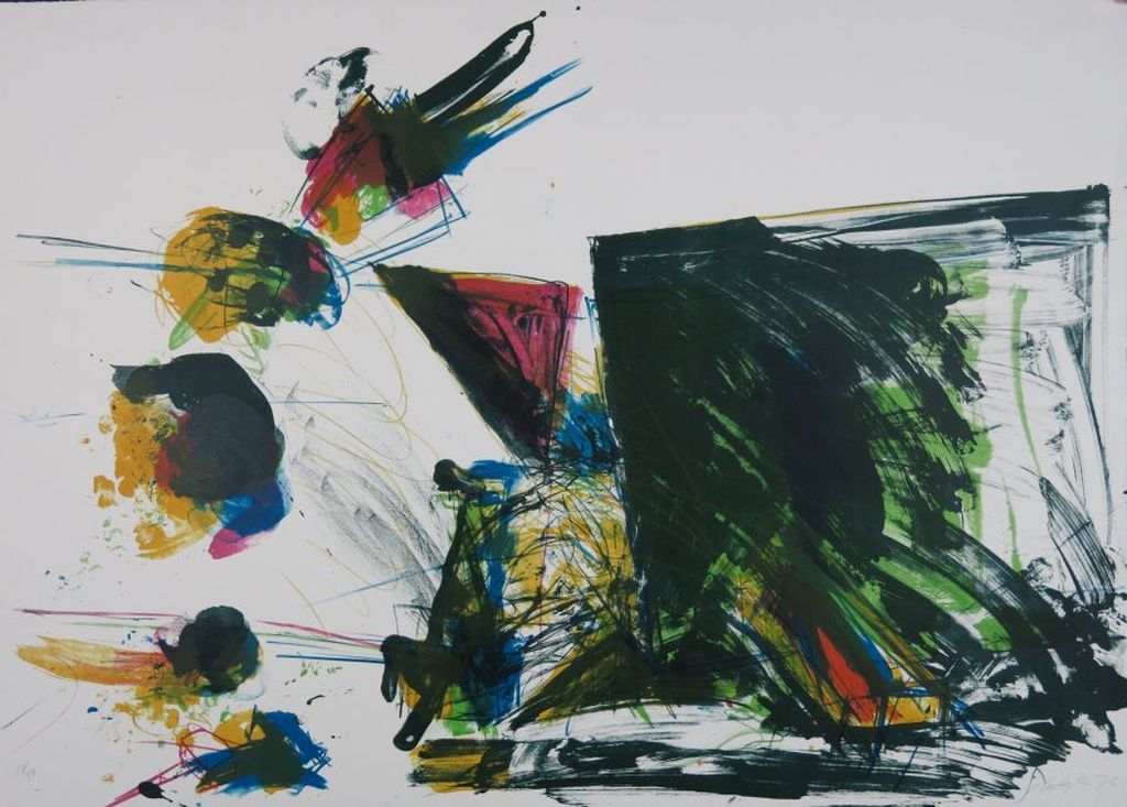 Ger Lataster: Litho, Compositie groen verkocht voor € 100!