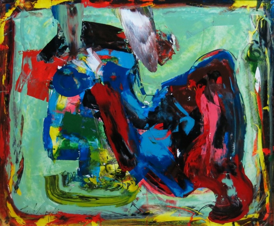 Jan te Wierik: Acryl op paneel, Zonder Titel II -Ingelijst verkocht voor € 700!