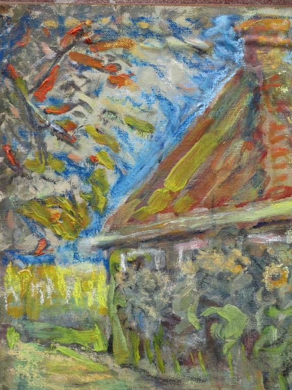 G.J.Lutz, Boerderij met zonnebloemen en kippen, Marouflé kopen? Bied vanaf 1!