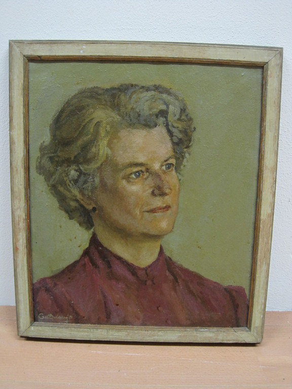 Cees Bolding 1897-1979 olieverf Volendam portret van Dame 1971  verkocht voor € 45!