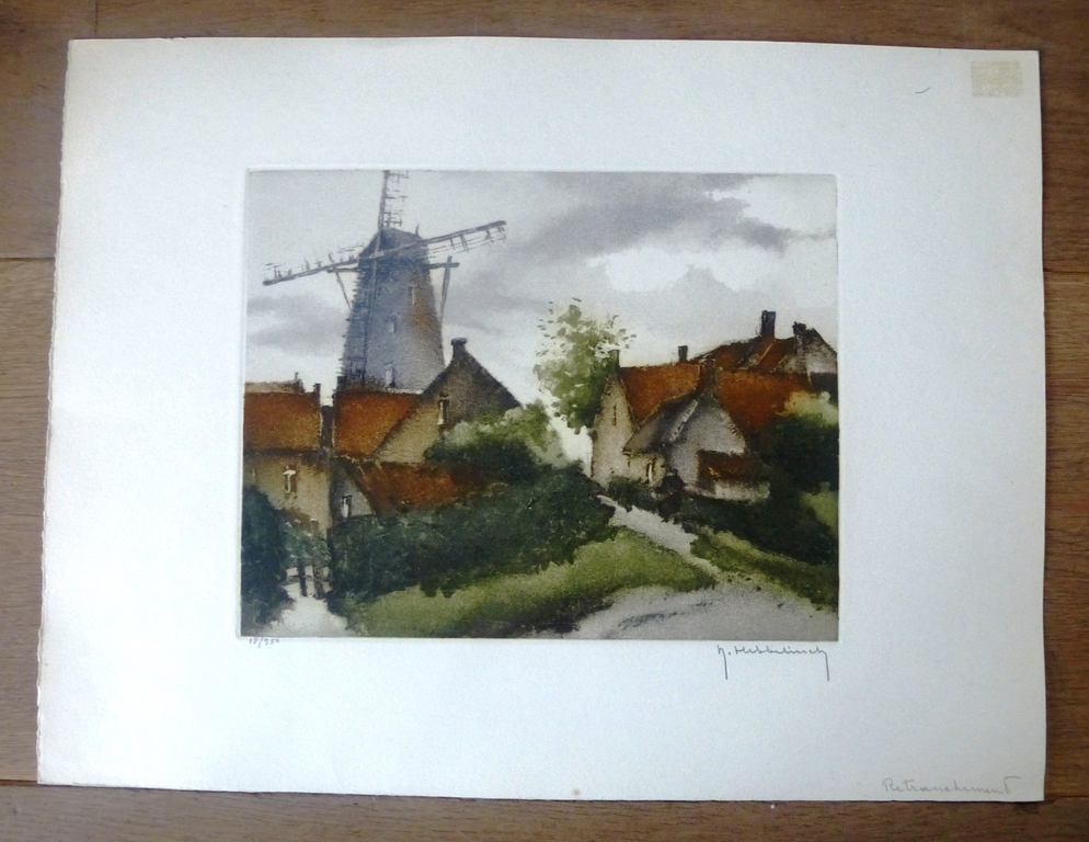 Roger Hebbelinck, aquatint: Retranchement, handgesigneerd en genummerd kopen? Bied vanaf 40!
