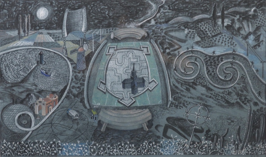 Marcel Reijerman: Krijttekening, Goed fundament voor toerisme - Ingelijst kopen? Bied vanaf 70!