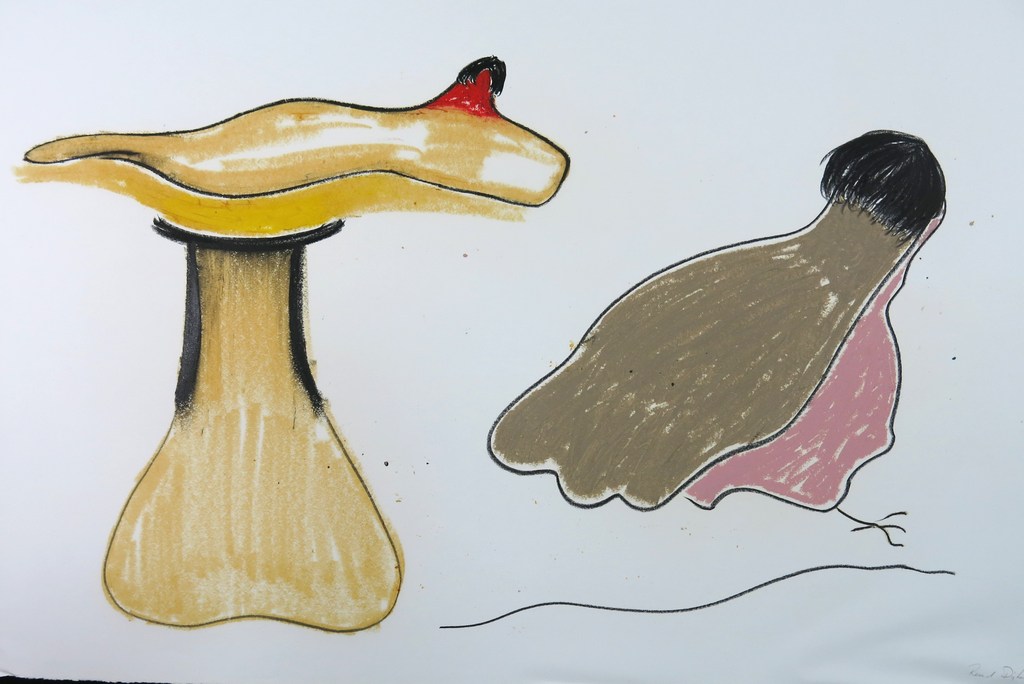 Ruud Dijkers: Gemengde techniek op papier, Paddestoel kopen? Bied vanaf 1!