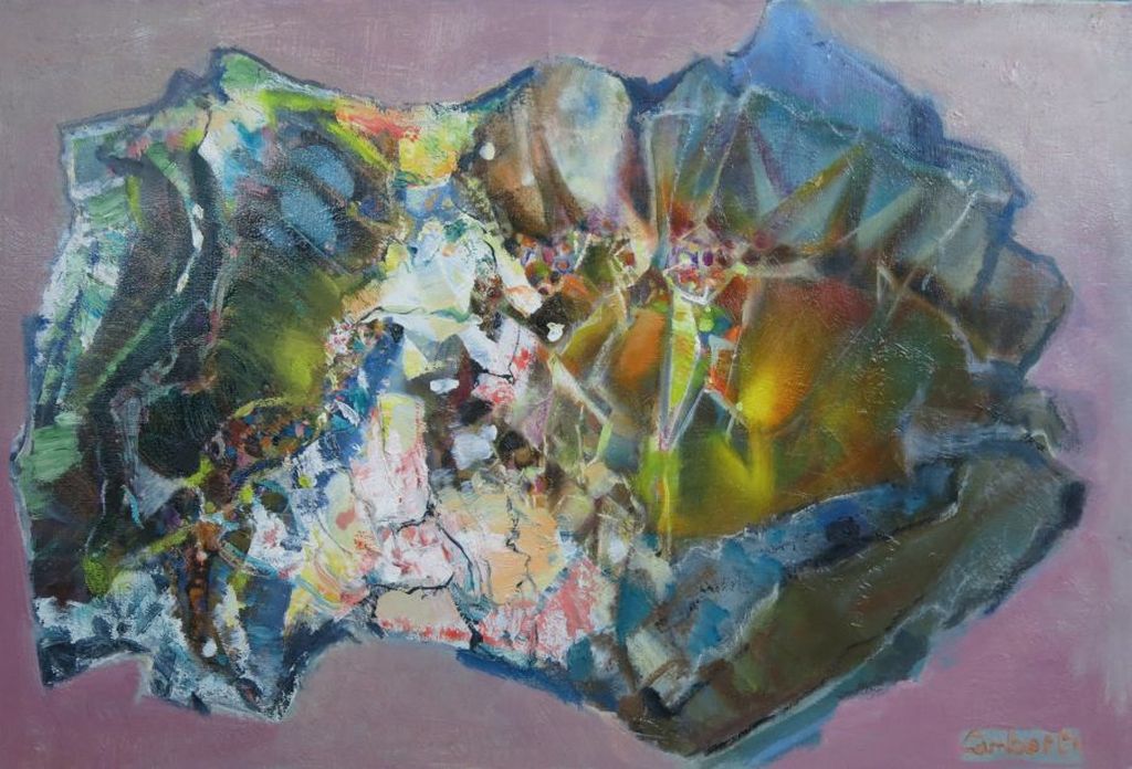 Lambertus de Jong: Olieverf op doek, Zonder titel - Ingelijst  verkocht voor € 100!