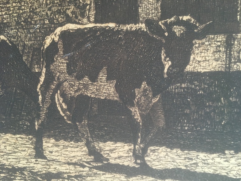 Onbekende kunstenaar - Ets gesigneerd 1944 - Heusden kopen? Bied vanaf 1!