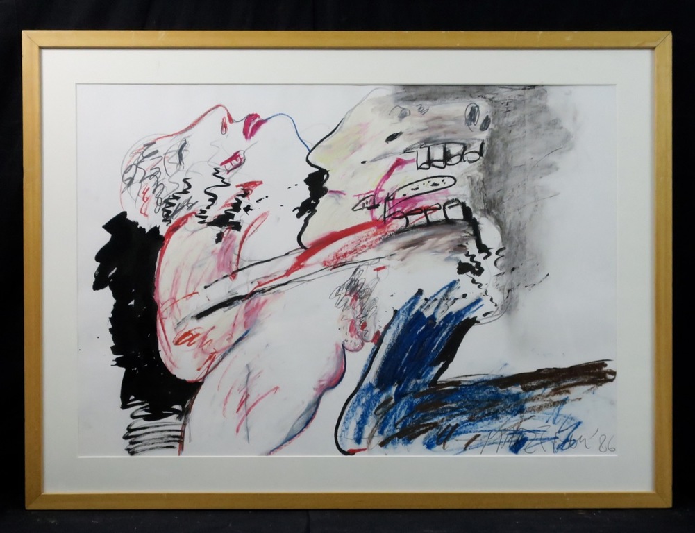 Anton Martineau: Tekening, Zonder titel - Ingelijst (groot) verkocht voor € 200!