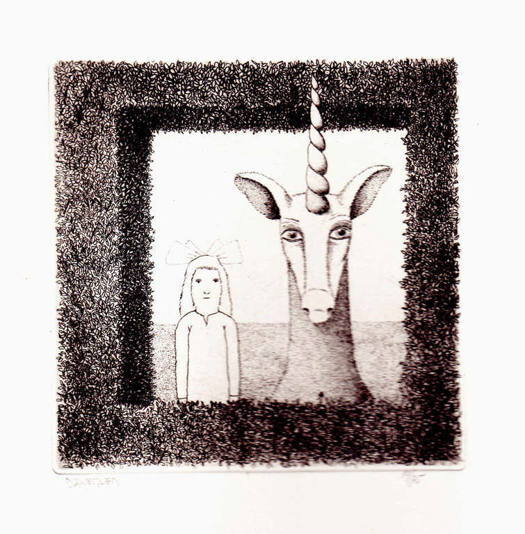 Dolf Zwerver, ets, Eenhoorn verkocht voor € 105!