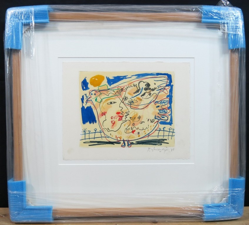 Kees Salentijn: Gemengde techniek op papier, Zonder titel - Ingelijst kopen? Bied vanaf 100!