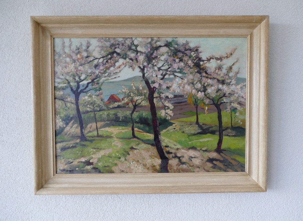 Henk Jaspers - olieverf op doek - Lente in de Ooijpolder kopen? Bied vanaf 375!