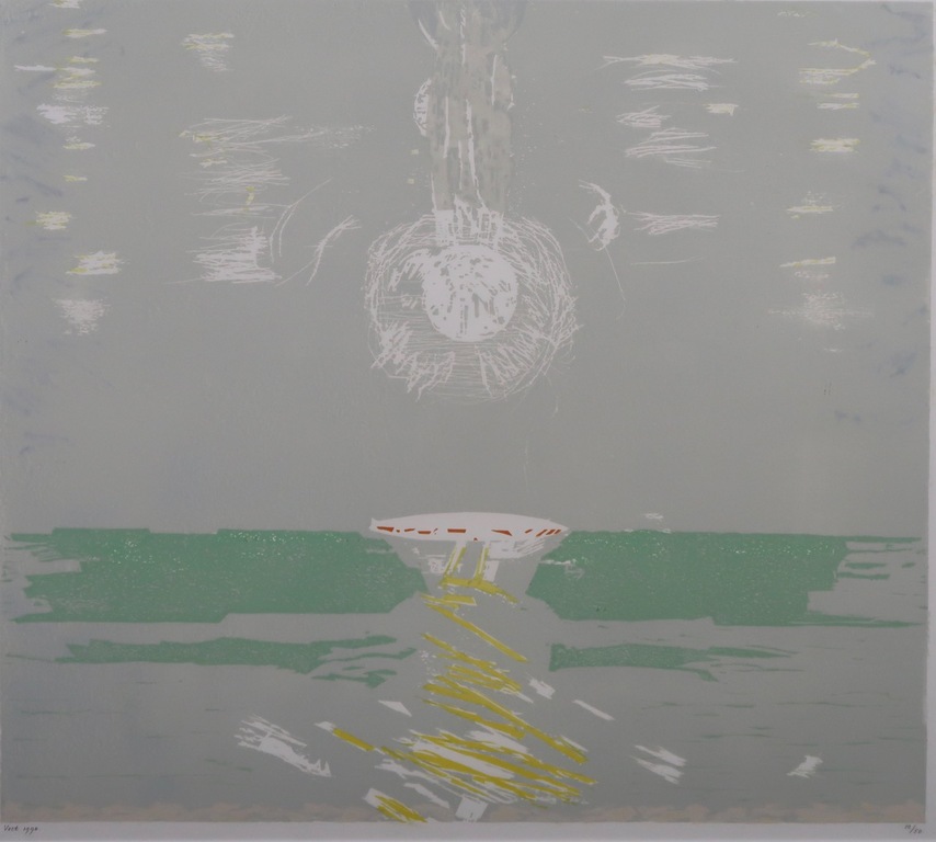 Wilfred Voet: Houtsnede, Zee - Ingelijst kopen? Bied vanaf 20!