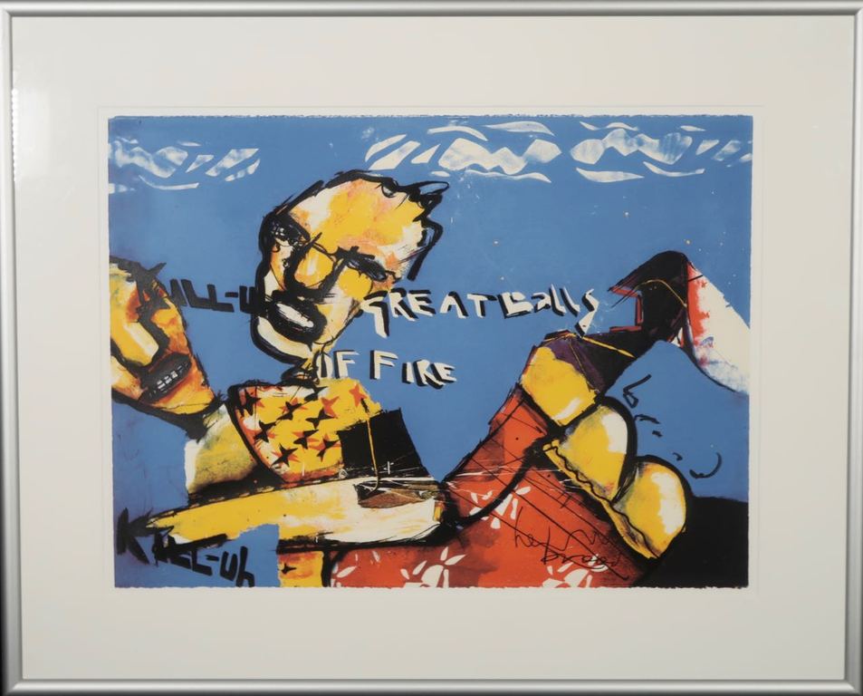 Herman Brood: Zeefdruk, Great balls of fire - Ingelijst (Groot) verkocht voor € 260!