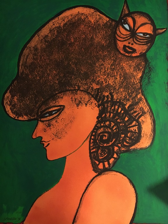 Guillaume Corneille - kleurenlitho - La Reine du Monde: le Chat orange kopen? Bied vanaf 175!