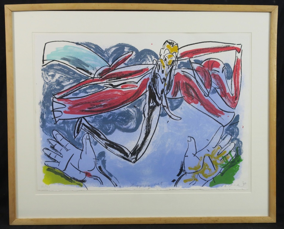 Anton Vrede: Litho, Stepping out - Ingelijst verkocht voor € 40!