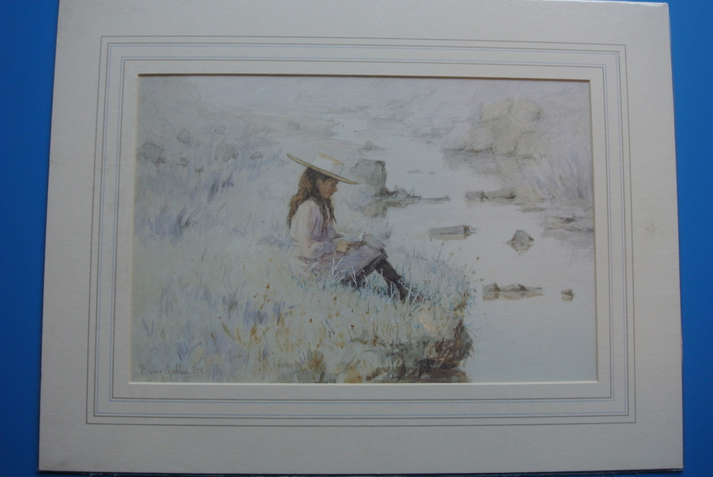 Edward v.Goethem 5 Aquarellen in klassiek passe-partout -SUMMER TIME-Lithografie kopen? Bied vanaf 75!