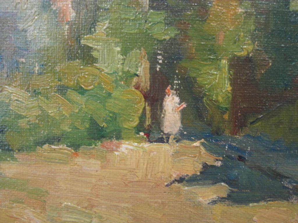 George Lemmers 1871-1944 "zonnig dorpsgezicht" olieverf ca, 1900 kopen? Bied vanaf 1!