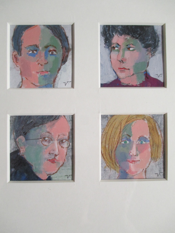 4 portretten gouache, ingelijst, Jan van der Veer Leiden kopen? Bied vanaf 10!