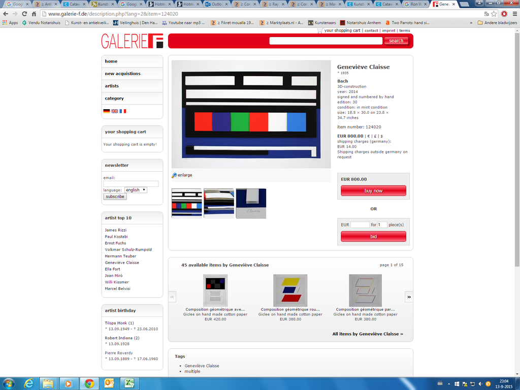 Geneviève Claisse    'Bach' - gesigneerde 3D-constructie - oplage 30 ex - 2014  kopen? Bied vanaf 1!