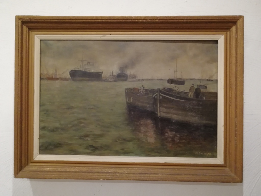 onbekend kunstenaar - oude marine 1948 - olieverf op doek - haven Rotterdam kopen? Bied vanaf 75!