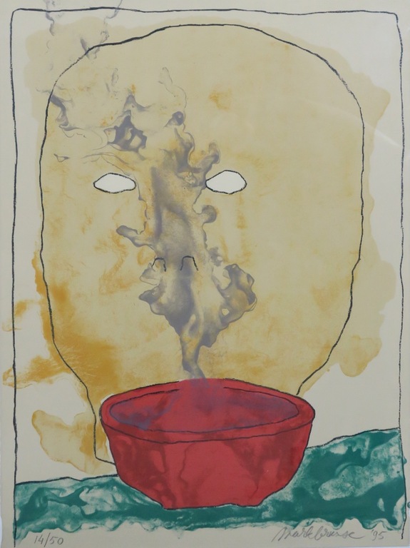 Mark Brusse: Zeefdruk, De rode kom - Ingelijst kopen? Bied vanaf 1!