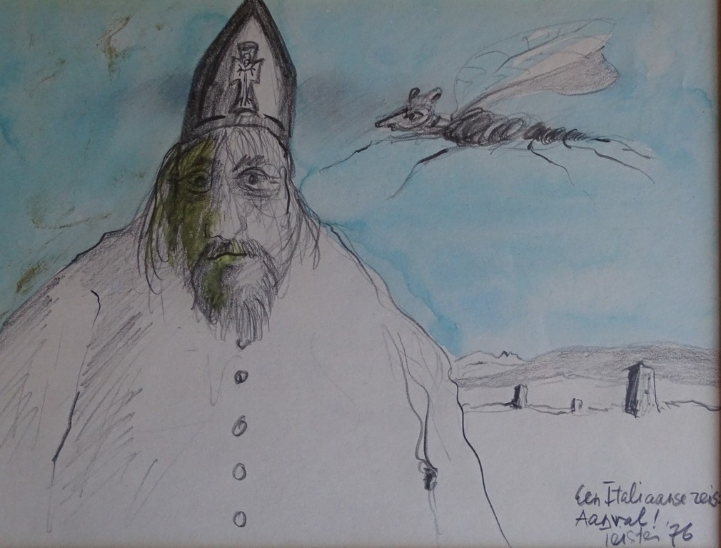 Alain Teister (1932-1979), potlood en aquarel, Italiaanse reis Aanval! kopen? Bied vanaf 55!