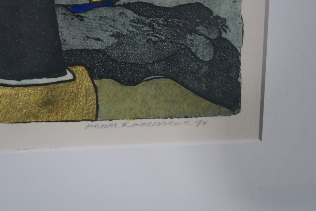 Michel van Overbeeke: Handgekleurde Ets met Bladgoud, Meeting II - Ingelijst kopen? Bied vanaf 40!