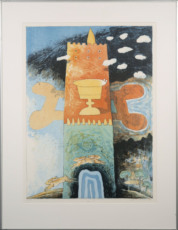 Gert Strengholt: Litho, Vluchten voor hoog water II - Ingelijst kopen? Bied vanaf 20!