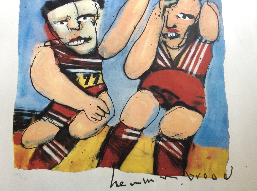 Herman Brood - zeldzame rasterdruk incl lijst - voetballers 1988 kopen? Bied vanaf 1!