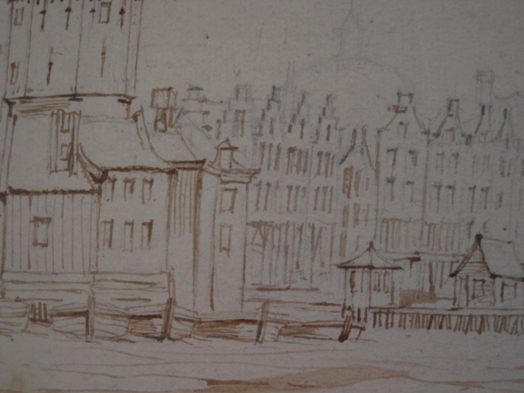 Antieke Potloodtekening G.L.Kiers (1838-1916) "Amsterdam Haringpakkerstoren "  kopen? Bied vanaf 1!