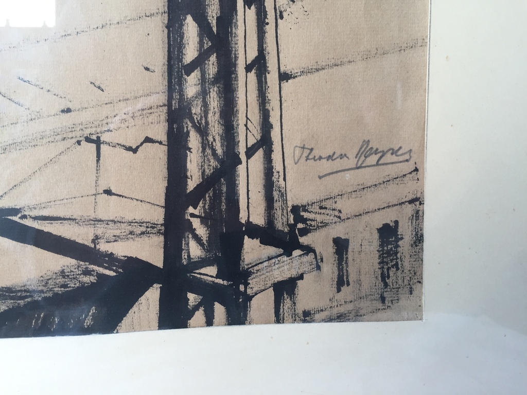 Theodor Heynes - (inkt)tekening 40,5 x 56 cm 1965 - Spoorwegemplacement kopen? Bied vanaf 1!