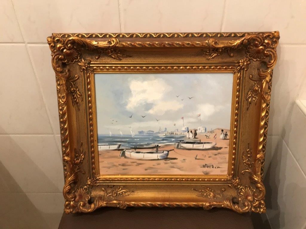 Henk Poeder - Henk Poeder (1964), olieverf op paneel, Strand tafereel kopen? Bied vanaf 75!