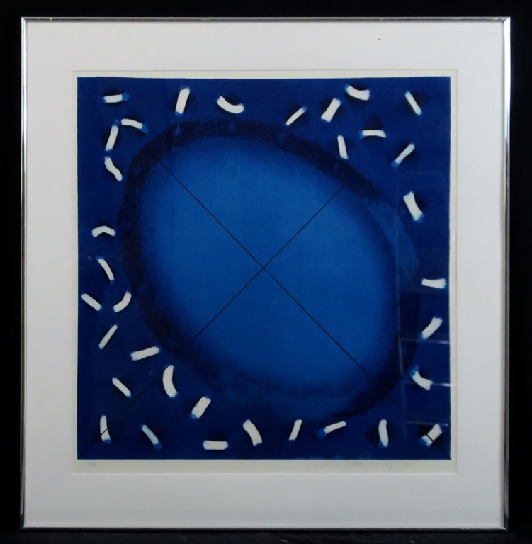 Ad Willemen: Ets, What about this blue - Ingelijst (groot) verkocht voor € 68!