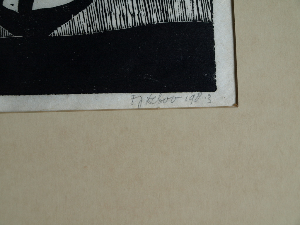 Frans de Boo (1925-1999) : Linosnede, Table – gesigneerd – 1983 kopen? Bied vanaf 1!