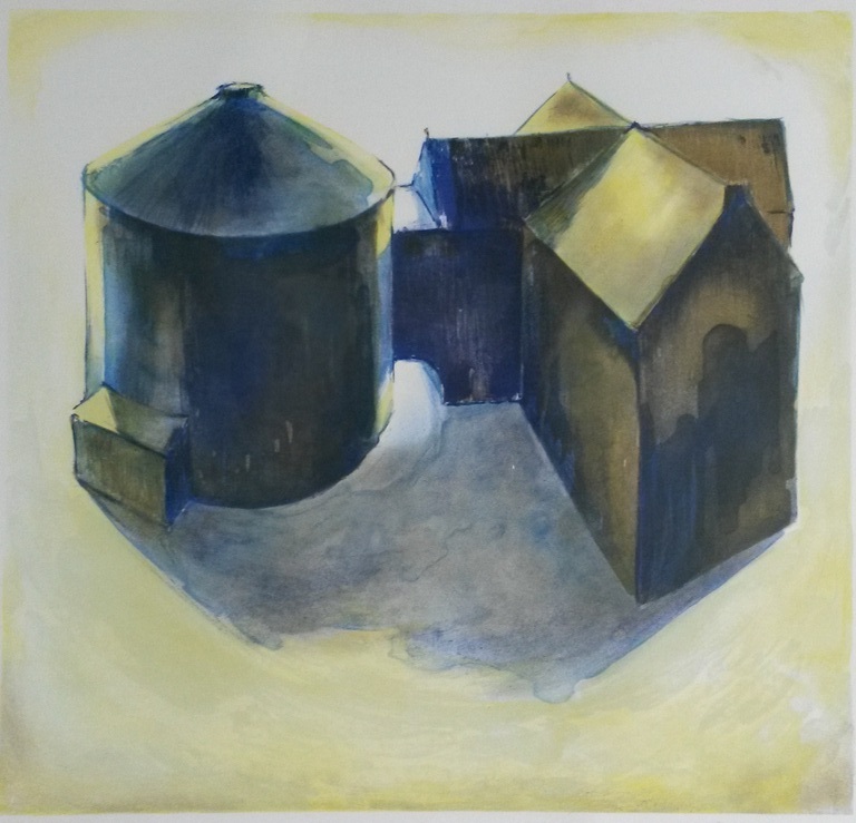 Adri Brouwer - Gebouwen - litho - ingelijst verkocht voor € 40!