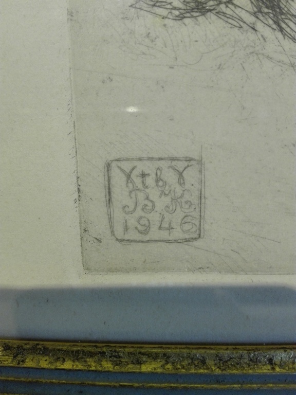 Arie van Mever, droge naald ets op papier 1946, Karren op de weg  kopen? Bied vanaf 30!