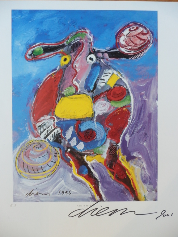 PETER DIEM Giclee COW IN COSMOS Handgesigneerd kopen? Bied vanaf 1!