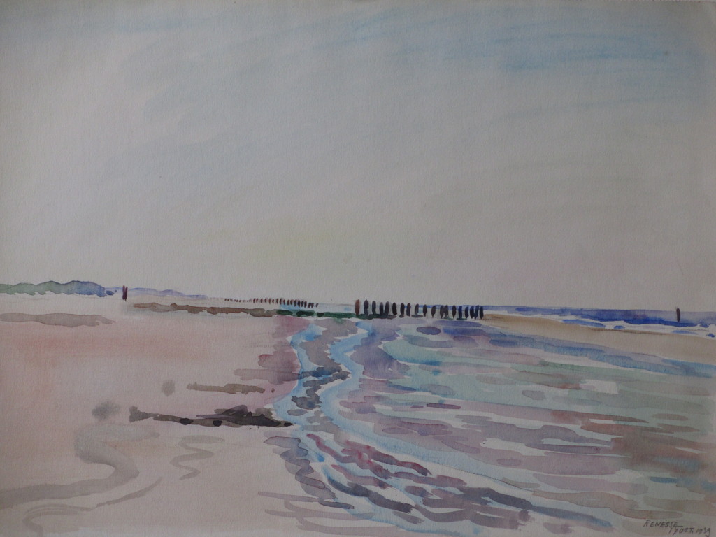 Han Krug, Strand Renesse, Aquarel 1939 verkocht voor € 45!