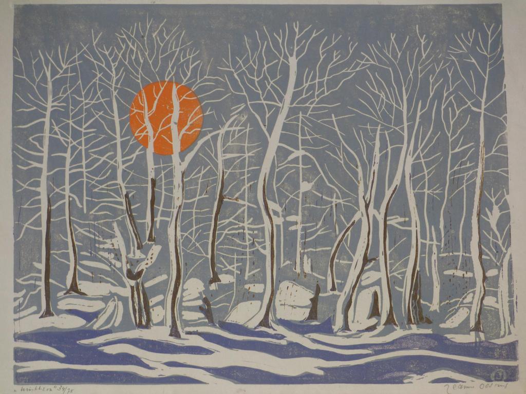 Jeanne Bieruma Oosting, Winterzon, Kleurenhoutsnede kopen? Bied vanaf 100!
