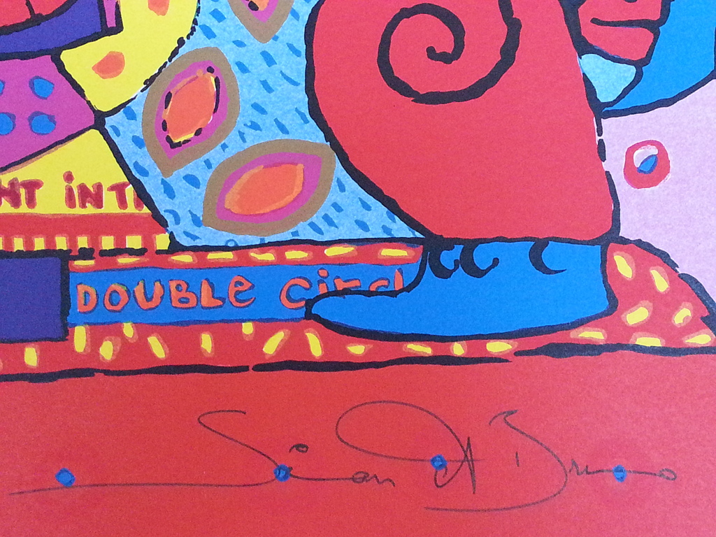 Simon and Bruno. Losse zeefdruk. Titel " Double circle" kopen? Bied vanaf 25!