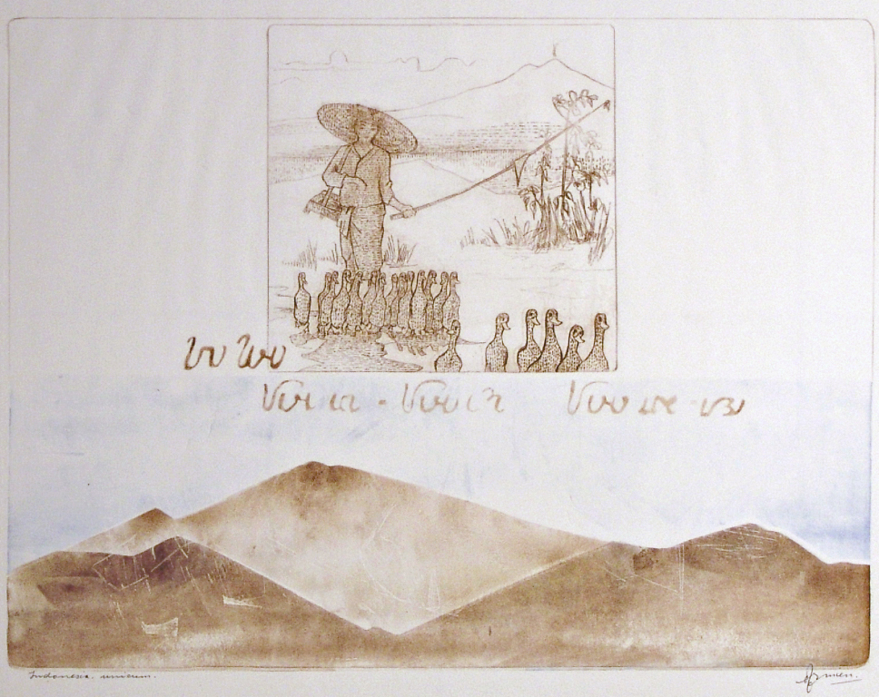 Armien Visser - gesigneerde ets - Indonesia unicum  kopen? Bied vanaf 1!