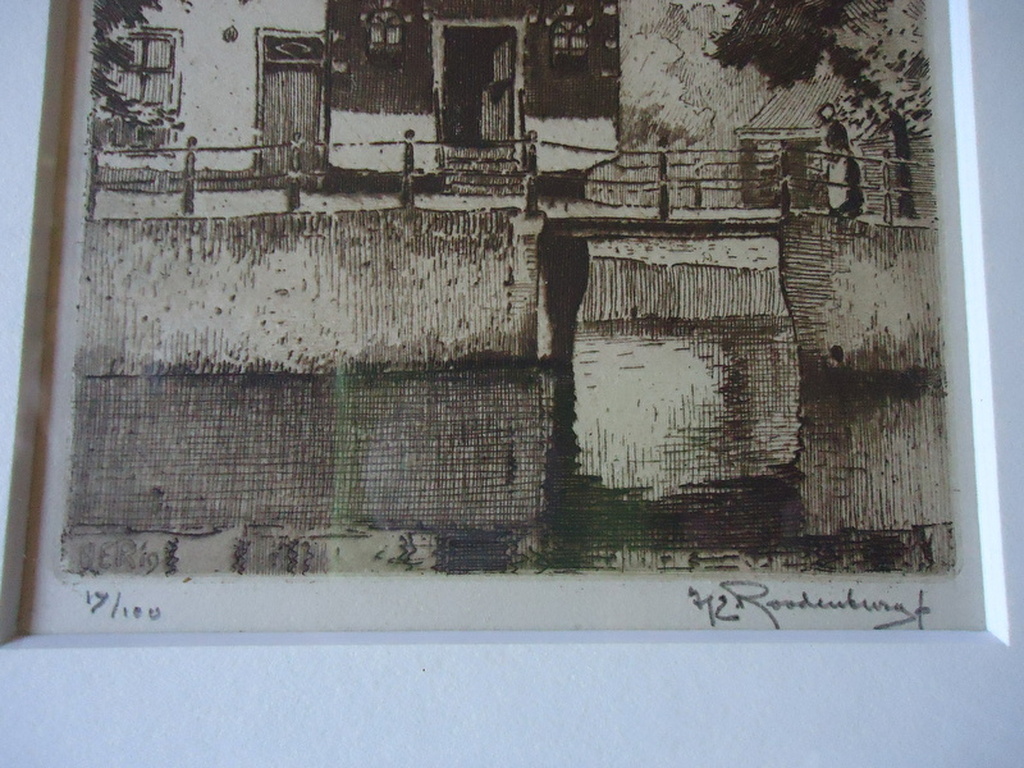 H.E. Roodenburg ( 1895 - 1987 ) - ets - Zakkendragershuisje te Franeker.  kopen? Bied vanaf 1!