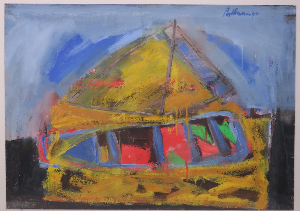 Simon Posthuma: Acryl op papier, Zeilboot - Ingelijst kopen? Bied vanaf 100!