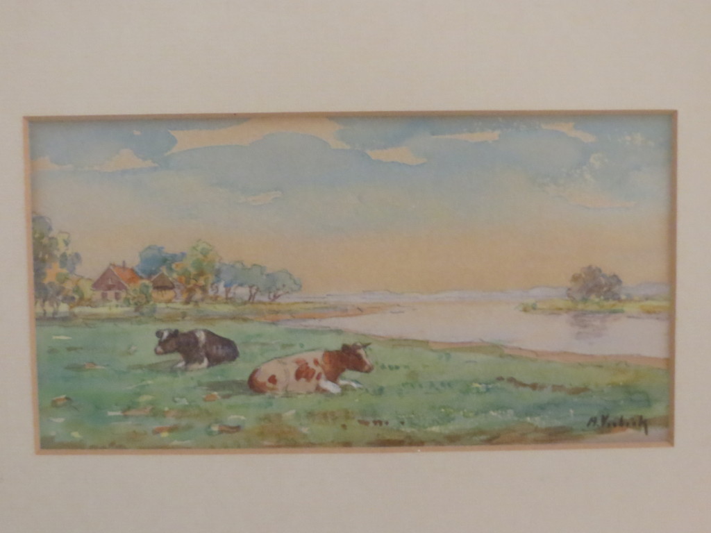 aquarel landschap met koeien kopen? Bied vanaf 15!
