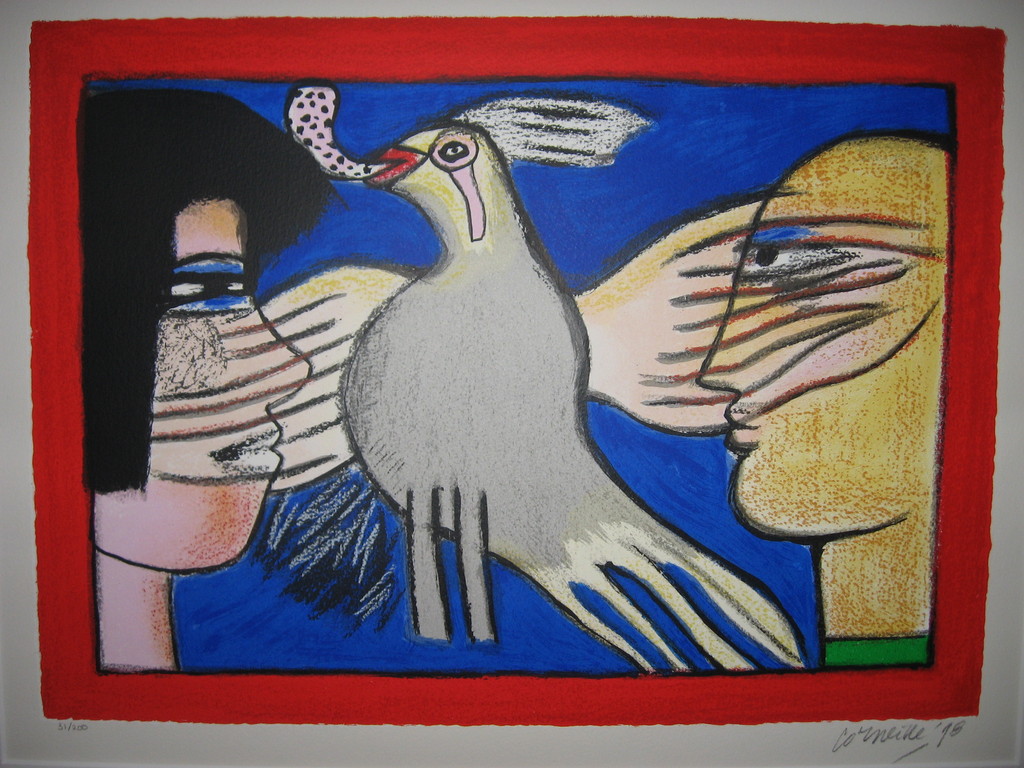 Corneille: Kleurenzeefdruk, Dialogue avec l'oiseau verkocht voor € 179!