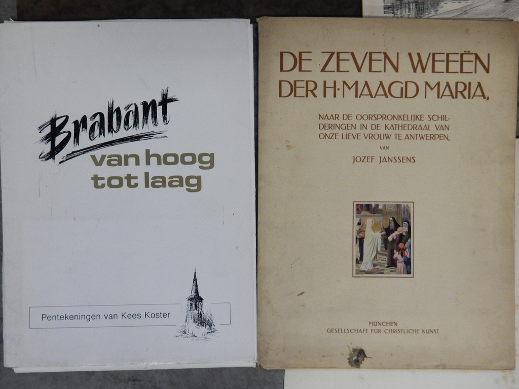 Divers origineel werk op papier (Brekelmans) + oude prenten en prentenmappen kopen? Bied vanaf 1!