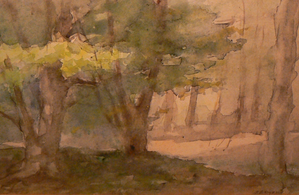 Joan Elias Oyens (1844-1897)  --  Aquarel  -- Bosgezicht kopen? Bied vanaf 30!