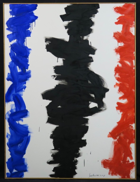 Jan van Holthe: Olieverf op doek, Rouge-Noir-Blue - Ingelijst (Groot) verkocht voor € 150!