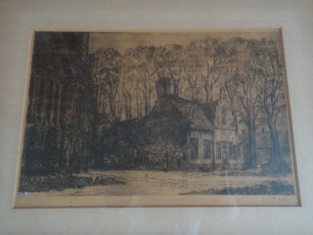 Tijmen Moll, ets, zicht op kerk te Huizen? kopen? Bied vanaf 1!