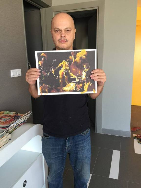 Peter Klashorst - gemengde techniek op aquarel papier - Caravagio copy kopen? Bied vanaf 70!